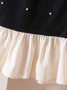 Young Girl' Elegant Bow Embroidered Rhinestone Decor Dress, Spring & Autumn - Black - View 4