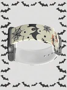 1pc Halloween Spider Web Soft Elastic Breathable Comfortable Wristband Replacement Strap Compatible With Multiple Smartwatch Models, Unisex