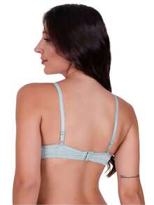 Basic Bra With Lace Cups - Green - View 4