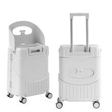 TABU 20 Inch Carry-On Luggage With Foldabel Seat Back, TSA Approved Lock, Telescopic Handle, Silent Wheel And Resistant Material, Yellow/Pink/White - 白色 - 查看 3