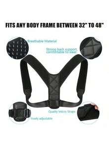 1pc Adjustable Back Support Brace, Elastic Posture Corrector For Home, Office, Sports - Multicolor - View 9