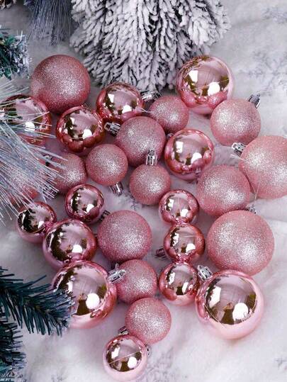 42pcs Pink Christmas Ball Ornaments, Classic Christmas Decoration Set, Christmas Decorations, Christmas Tree Ornaments, 2026 Christmas Decorations, Shatterproof Hanging Decorations, Suitable For Christmas, Birthday, Valentine's Day, Easter, Holidays, Wedding Parties, Home, Office Wall Decor - Christmas Tree Decorations, Create A Holiday Atmosphere (Random Christmas Ball Shapes) Winter Room Decor, Christmas Decorations, Christmas Home Gifts, Christmas Decorations