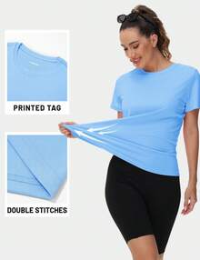 KEFITEVD Women's Short Sleeve T-Shirts UPF 50+ Sun Protection Quick Dry Athletic Running Workout Rash Guard Tops - cascada azul - Ver 5