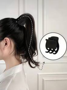 3 件套哑光黑色极简迷你三爪发夹，适用于高马尾、半顶梳发型和全头造型，是多功能发饰、节日必备发夹和发束固定器，适合日常佩戴。时尚发夹秋季配饰 - 黑色 - 查看 7