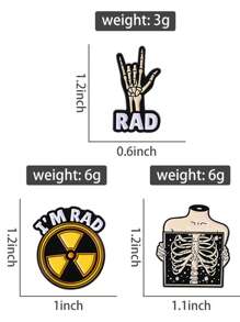 3 件 I'm RAD 骷髅胸针 创意趣味胸针 衣服背包配饰 珠宝礼物 送给朋友