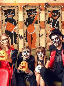 4 piezas de pinturas colgantes decorativas para fiesta de Halloween, pinturas colgantes de tela para decoración festiva, pinturas colgantes para fondo de pasillo, pinturas decorativas de Halloween, decoración de arte de pared