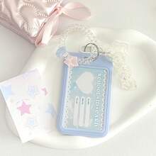 Milk Blue Card Sleeve Slide-Cover Keychain Card Holder, Meal Card DIY Cute Card Sleeve,For School Supplies,Back To School - Multicolor - View 20