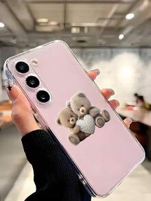 1 pieza Funda de teléfono de silicona suave y transparente con diseño de oso y corazón, compatible con Samsung Galaxy A04e/12/A13/A14/A34/A50/A52/A53/A54/S21/S22/S23/S24/S25/S25Ultra, gran regalo para amantes, familia y amigos, versión internacional, no la versión nacional - transparente - Ver 8