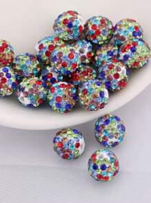 100 颗/包 10 毫米陶瓷珠手工散珠 DIY 手链项链珠宝配饰 - 100顆滿鑽陶泥珠 - 查看 24