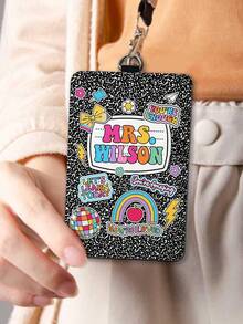 1 pieza Portaidentificación de cuero personalizado para maestros, regalo para maestros, regalo de aprecio a maestros, regalo de regreso a clases, portaidentificación personalizado con tema de útiles escolares, regalo de útiles escolares para maestros, impresión gráfica, suministros de regalo de Navidad, regalo de la semana de aprecio a maestros - Multicolor - Ver 13