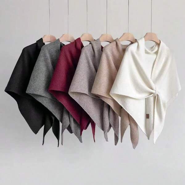 1pc Minimalist High-Quality Wool Blend Solid Color Triangle Scarf, Fashion Versatile Air-Conditioned Room Triangle Shawl, Neck Warmer