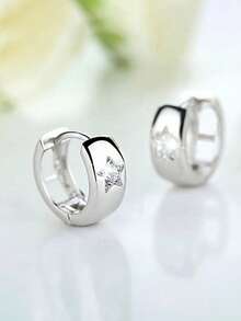 一对优雅的立方氧化锆星形耳环，适合女性在婚礼、派对、订婚、周年纪念、情人节等场合佩戴，也是送给母亲的理想礼物。 - 1# - 查看 7