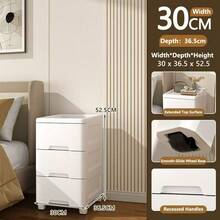 Bedroom/Living Room Minimalist Bedside Drawer Cabinet, Storage Rack With Wheels, Multifunctional File Cabinet, No Pull Handle Design - Multicolor - View 13