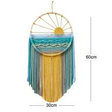 NATICRAFT 1 tấm thảm treo tường Macrame, phong cảnh bãi biển đầy màu sắc, viền hoa dệt thủ công, phông nền vòng tre tua rua, thảm treo tường Dreamcatcher - Nhiều màu - Xem 14