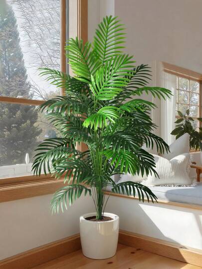 Árbol De Palma Artificial De 90-120 Cm Con Imitación De Helecho Nido De Pájaro Y Bambú Espalda De Tortuga Y Ave Del Paraíso, Decoración De Plantas De Plástico Para Interiores/exteriores Del Hogar Jardín Boda