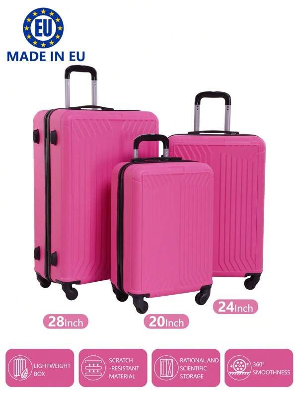 Prodotto in Europa, valigie essenziali per dormitori scolastici, valigie essenziali per dormitori universitari, valigie scolastiche, valigie da viaggio, valigie a mano resistenti, valigie essenziali per le vacanze, set di valigie con ruote, bagaglio a mano, bagaglio da stiva, bagaglio a quattro ruote, trolley rigido, materiale ABS,