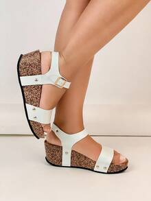 Comfortable, Fashionable And Elegant Platform Strap Sandals - White - View 5