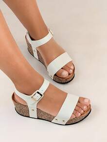 Comfortable, Fashionable And Elegant Platform Strap Sandals - White - View 3