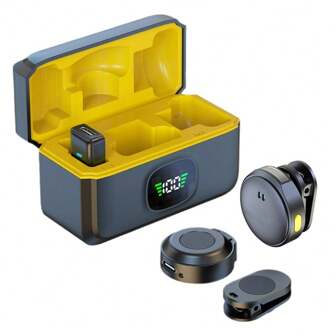 适用于智能手机的专业无线领夹式麦克风，即插即用无线麦克风，带数字充电盒，用于视频/音频录制，带磁性的领夹式麦克风，适用于采访/视频博客/教学（新旧型号随机发货）