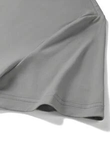 男士字母印花圆领短袖T恤，夏季 - 灰色 - 查看 6