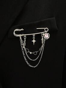 1pc Star, Four-Pointed Star, Heart Crystal, Flower, Cross, Butterfly Element Vintage Style Brooch Pin, Suitable For Daily, Party, Festival Decoration And Wear - Multicolor - View 3