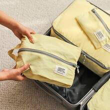 4 件套旅行收纳套装，商务旅行和度假必备，拉链设计行李收纳袋，鞋子和衣服收纳袋，化妆品收纳袋