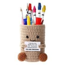 1pc Unique Crochet Potato - Inspirational Desktop Organizer With Smiling Face, Cute Yarn Craftsmanship Storage, Creating A Positive Atmosphere, Handmade Office Desk Accessories - Multicolor - View 9