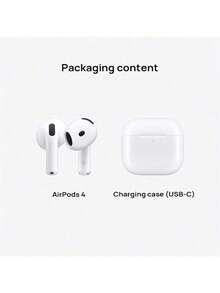 Auriculares Bluetooth Airpods 4, llamadas talla grande claras, resistente al polvo IP54, resistente al sudor y al agua, ajuste cómodo, configuración y conexión fáciles, cambio automático de dispositivos, compartir audio entre varios dispositivos, compatible con teléfonos y tabletas Apple - Blanco - Ver 2