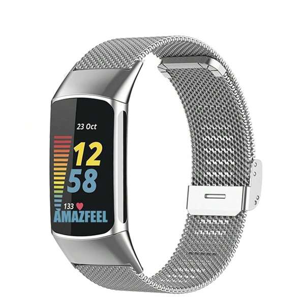 Premium roestvrijstalen meshband, compatibel met Fitbit Charge 5/Charge 6, metalen band met snelsluiting, verstelbare polsband voor dames en heren, ademend en comfortabel ontwerp, ideaal voor fitnessliefhebbers, perfecte pasvorm voor Fitbit Charge 5/6 smartwatchaccessoires