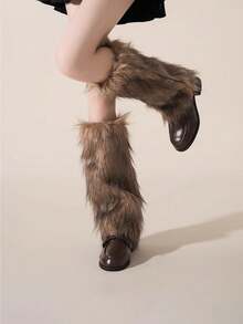 Women's Faux Fur Warm Legs, Fashionable Leg Warmers, Y2k, Cozy - Multicolor - View 8