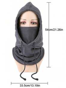 1pc Winter Elegant Versatile Double-Layer Cashmere Drawstring Balaclava Hat, Windproof Ski Face Mask, Solid Color Bicycle Neck Gaiter For Outdoor Cycling, Fishing, Running, Racing, Sports, Hiking And Daily Wear, Unisex Autumn Accessories - Regular - View 4