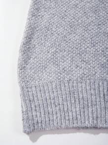 男士休闲宽松通勤简约纯色百搭Polo领V领修身轻薄长袖套头毛衣，秋冬款 - 灰色 - 查看 9