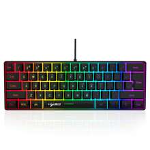 Hxsj 61鍵rgb燈光遊戲有線機械鍵盤 - 黑色 - 查看 8