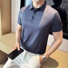 Men's Comfortable Ice Silk Polo Shirt - 灰色 - 查看 4