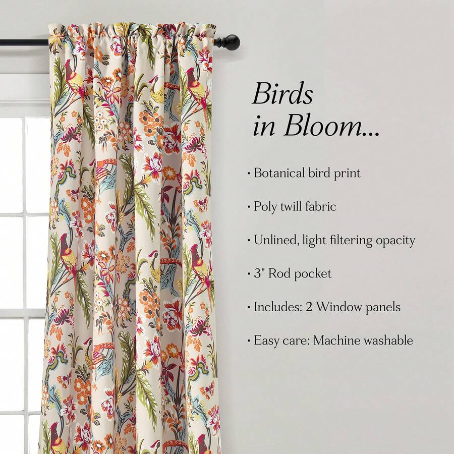 LUSH DECOR Dolores Light Filtering Window Curtain Panels Blue 52x95+2 Set Halloween-Fall Decor-Room Decor - 中性/多色 - 查看 1