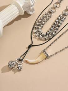 3 piezas Collar vintage de moda multicapa, adecuado para hombres y mujeres, uso diario y regalo