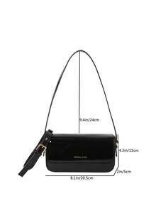 Clean Color Simple Elegant New FashionSchool Commute Casual Travel Patent LeatherMini Square Bag - Black - View 7