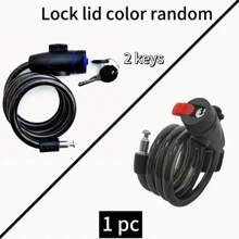1pc,Anti-Theft Bike Lock With Keys – Lock, Lock With Key, Door Lock, Lock For Door, Mountain Bike Lock, Road Bike Lock, Bicycle Lock, Portable Rubber Ring Lock, Durable Steel Core, Cut-Resistant, Weatherproof, Easy To Carry/Store