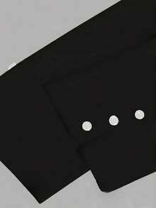 2pcs Women's Solid Color Capri Pants With Button Details - Medium Elasticity, Machine Washable, All-Season Casual Wear For Adults, Comfortable Leisurewear | Sleek Capri Pants | Stretchable Fabric, Capri Leggings - 黑色+白色 - 查看 9