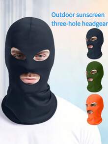 Letnia maska przeciwsłoneczna do uprawiania sportów na świeżym powietrzu, szybkoschnąca, w jednolitym kolorze, kominiarka, do jazdy na rowerze, jedwabna nakrycie głowy z trzema otworami, odpowiednia do 10 scenariuszy, takich jak jazda na rowerze, sport itp.