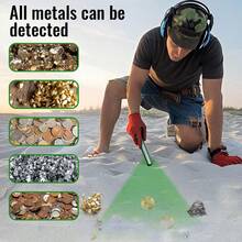 [360° Metal Detector] 360° Precision Metal Detector Wand, Easy One-Button Operation, With LED And Vibration Alarm, Detects Coins, Jewelry And Gold. 9V Battery (Battery Not Included) - Best Gift For Christmas And Father's Day. - Multicolor - View 3