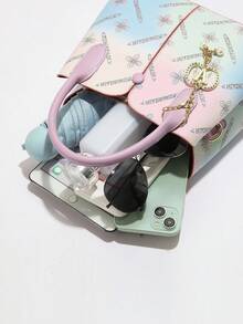 Women's Handbag Set, Fashion Shoulder Bag With Embroidered Small Square Bag - Purple - View 5