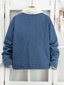 青少年女孩休闲户外百搭纯色保暖衬里牛仔夹克