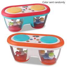 1 件儿童益智发光音乐鼓，婴儿旋转木马手鼓电子钢琴启蒙音乐玩具，室内亲子互动，生日/圣诞礼物（颜色随机）