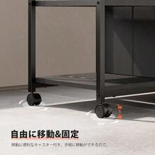 Maihail サイドキャビネット デスクワゴン 布製 袖机 層板付き サイドワゴン 6段 A4対応 プリンター台 大容量 キャスター付き デスク下収納 ビンテージ+ビンテージ - 黒い - チェックする 4