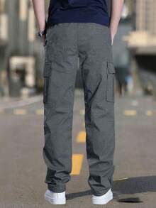 1pc Men's Outdoor Sports Suit, Spring/Autumn Solid Color Hiking Multi-Pocket Cargo Pants, Summer Beach Vacation Loose Casual Sports Trousers For Commuting, Running, Fitness, Straight Leg Sweatpants - Grey - View 2