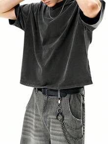 INFLATION Áo thun Dune Boxy, Áo thun giặt 270G, Thương hiệu Retro, Phong cách Âu Mỹ, Tay ngắn cho nam - màu đen - Xem 4