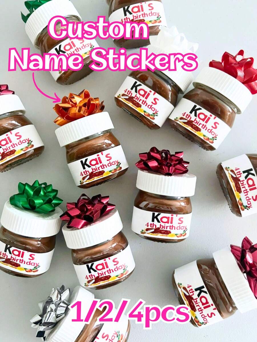 Customized Personalized Hazelnut Spread Label, Fully Customizable Template | DIY Label Printing Version, 1/2/4/8 Pcs Personalized Chocolate Hazelnut Spread Vinyl Stickers, Fun & Unique Hazelnut Gift, Birthday & Anniversary - Multicolor - View 1