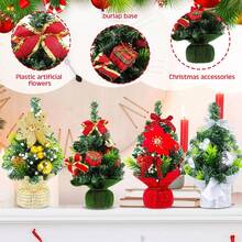 1pc Artificial Mini Christmas Tree For Tabletop Decor, With Balls, Suitable For Home, Office, Bedroom, Wedding, Party, Non-Illuminated, Random Color & Style - Multicolor - View 3