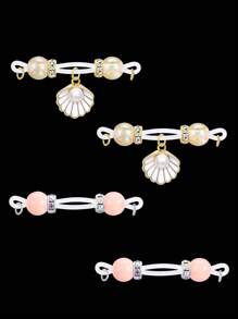 2 Pairs Fake Nipple Rings - Adjustable Fit Daily Wear Nipple Nooses - 8mm Candy Beads, Fake Nipple Jewelry Faux Nipple Piercing Non Pierce Faux Barbells Dangles With Heart, Shell, Butterfly, Fake Nipple Piercings, Valentine For Lovers, Colorful, Perfect For Beach